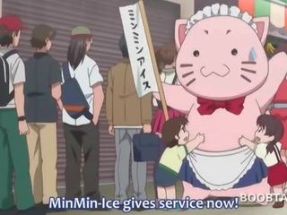 Anime kochanie klejone podczas dający za fantastyczny robienie loda