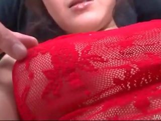 Rui Natsukawa in red lingerie used by three fellows