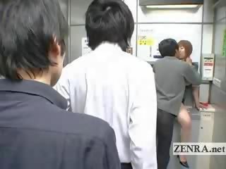 Omituiset japanilainen lähettää toimisto tarjoukset povekas suullinen aikuinen klipsi pankkiautomaatti
