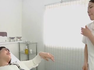 Japanese lesbian inviting spitting massage clinic Subtitled